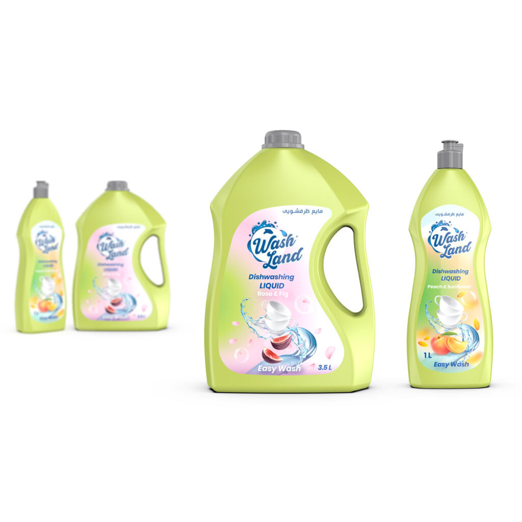 طراحی لیبل و بطری مایع ظرفشویی واشلند